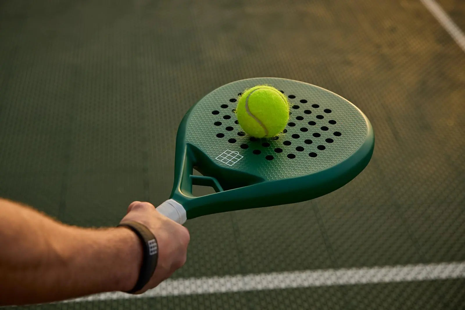 Padel Ready co-branded padel racquet on court